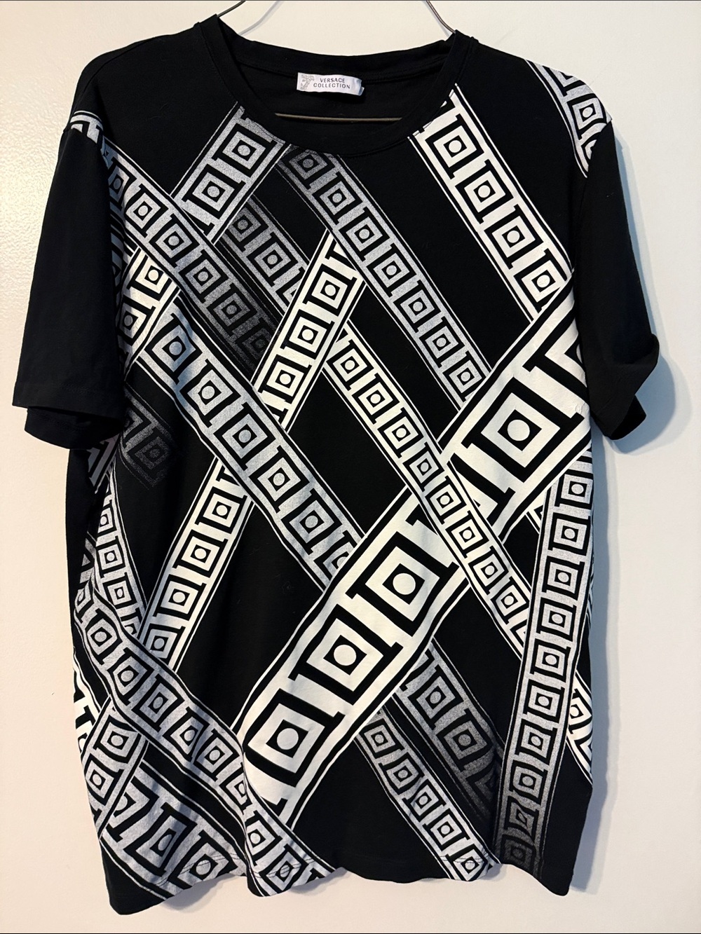 Versace Collection Black & White Geometric Short-Sleeve Tee